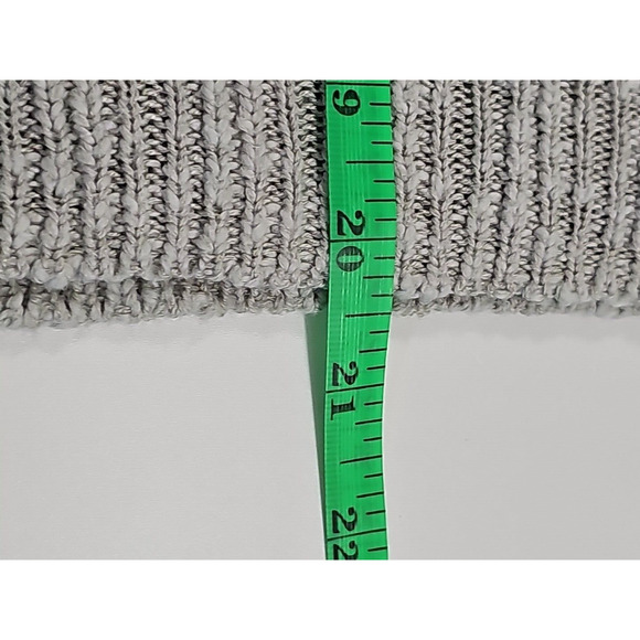 Pink Rose Cable Knit Sweater V-Neck Size Medium Grey Rolled Cuff Classic Preppy - Picture 6 of 6